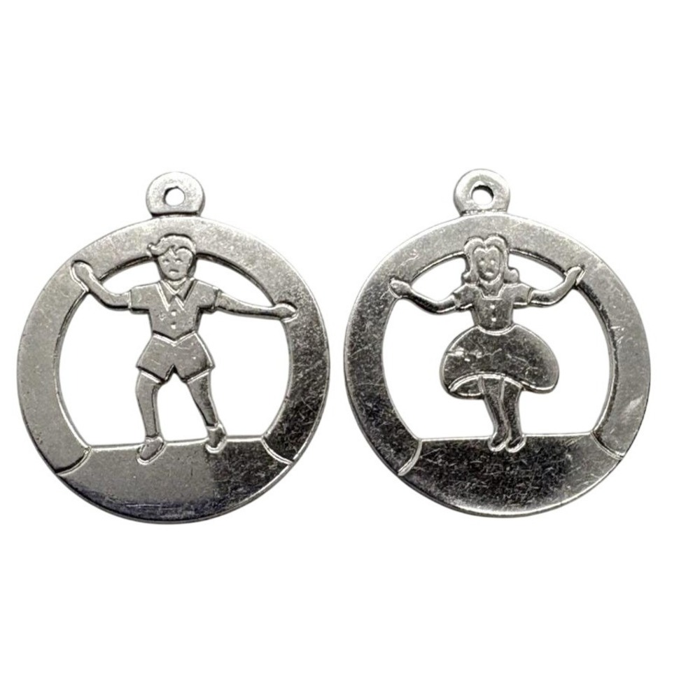 Vintage Forstner Lot of 2 Boy Girl Charm Pendant Sterling 925 Silver 1960s 5.2g